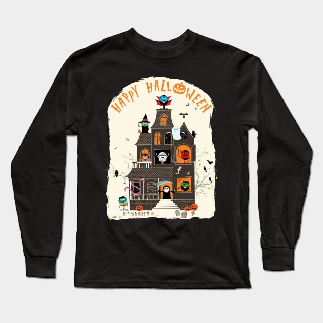 Haunted House Long Sleeve T-Shirt by Malchev